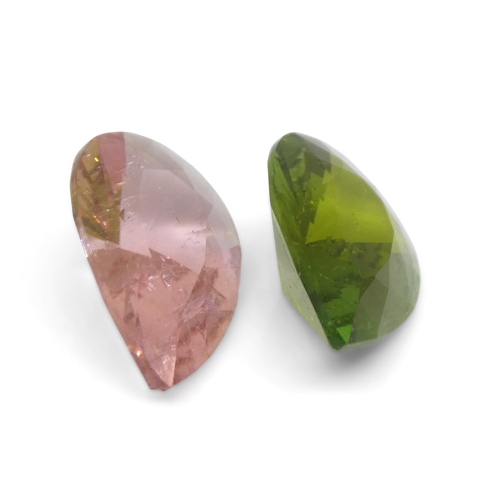 2.53ct Pair Pear Pink/Green Tourmaline from Brazil - Skyjems Wholesale Gemstones