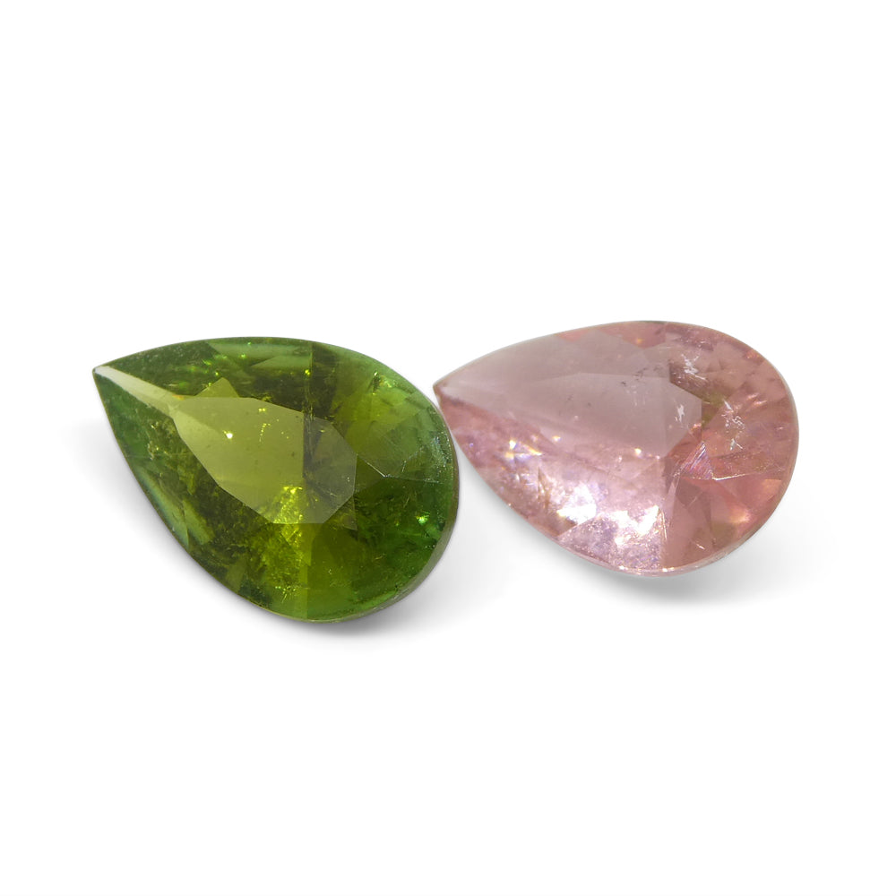 2.53ct Pair Pear Pink/Green Tourmaline from Brazil - Skyjems Wholesale Gemstones