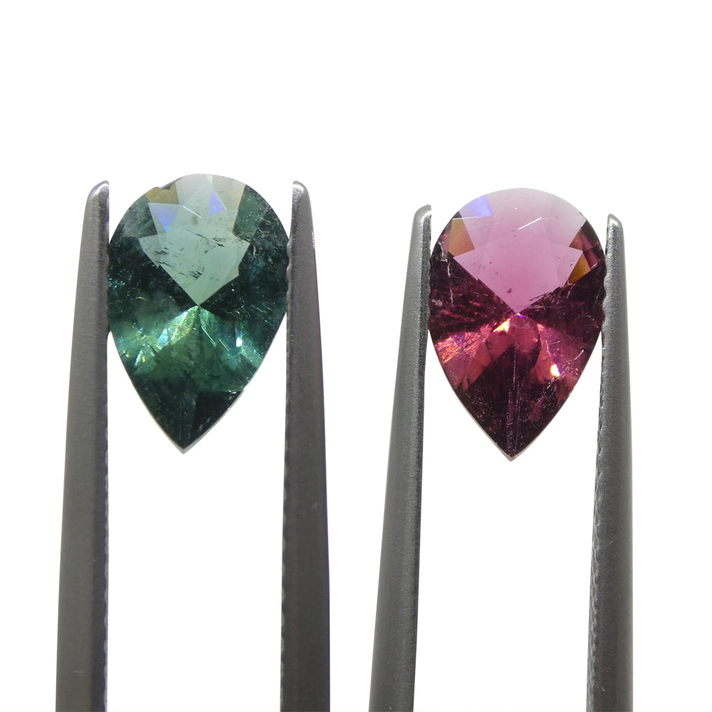 Tourmaline 2.5 cts 6.59 x 9.92 x 3.90 mm/ 6.59 x 10.00 x 3.55 Pear Pink/Blue  $500