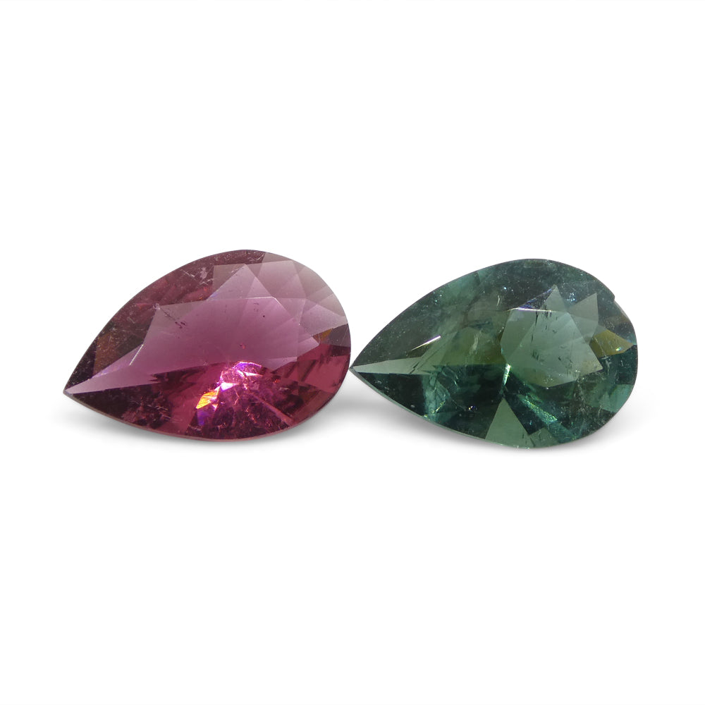 2.5ct Pair Pear Pink/Blue Tourmaline from Brazil - Skyjems Wholesale Gemstones