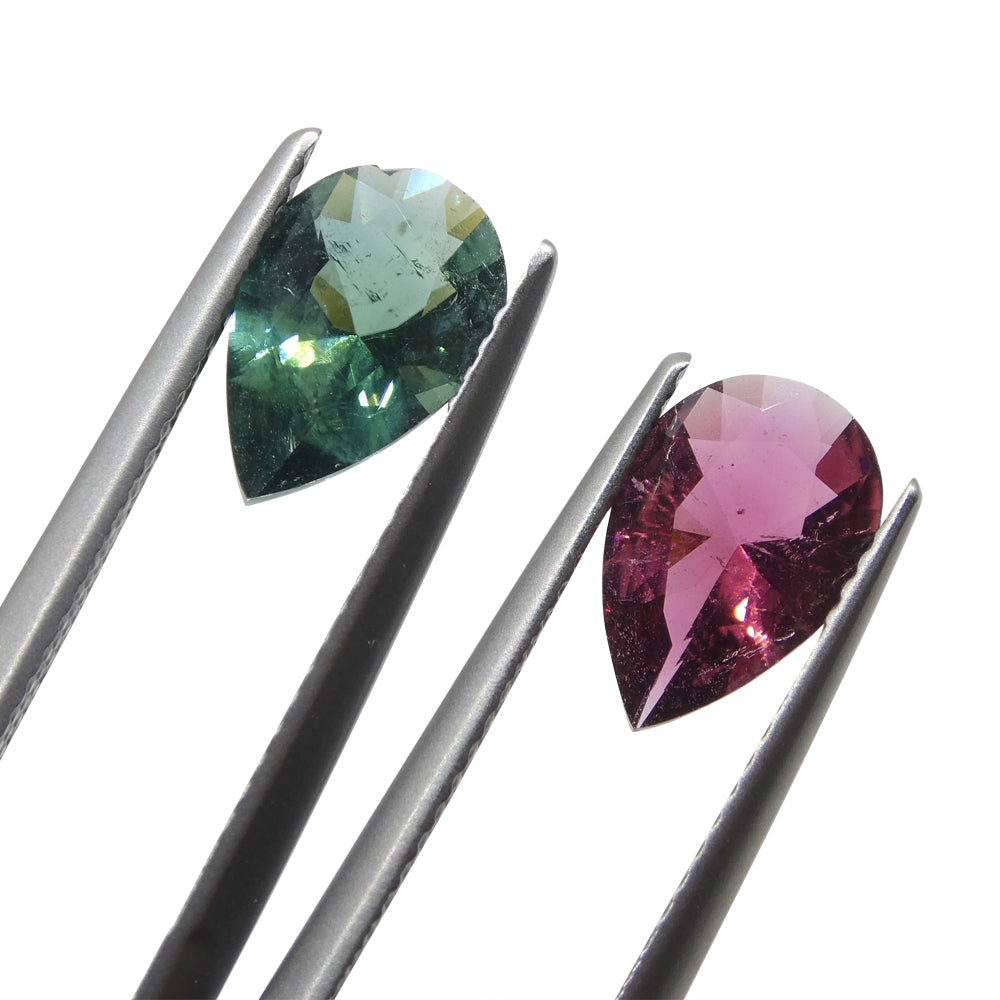 2.5ct Pair Pear Pink/Blue Tourmaline from Brazil - Skyjems Wholesale Gemstones