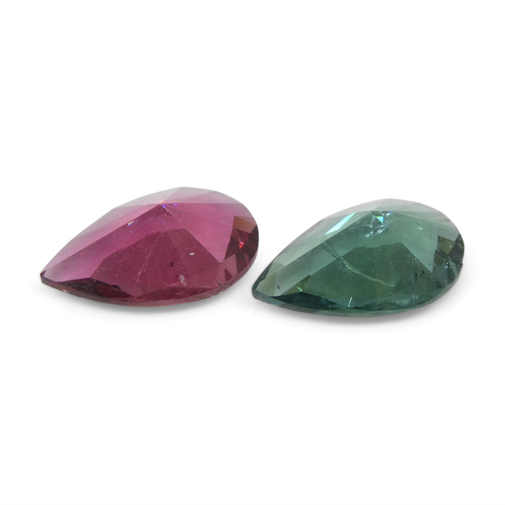 2.5ct Pair Pear Pink/Blue Tourmaline from Brazil - Skyjems Wholesale Gemstones