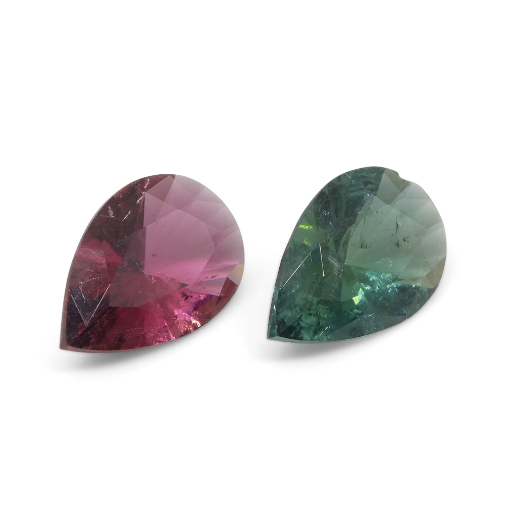 2.5ct Pair Pear Pink/Blue Tourmaline from Brazil - Skyjems Wholesale Gemstones