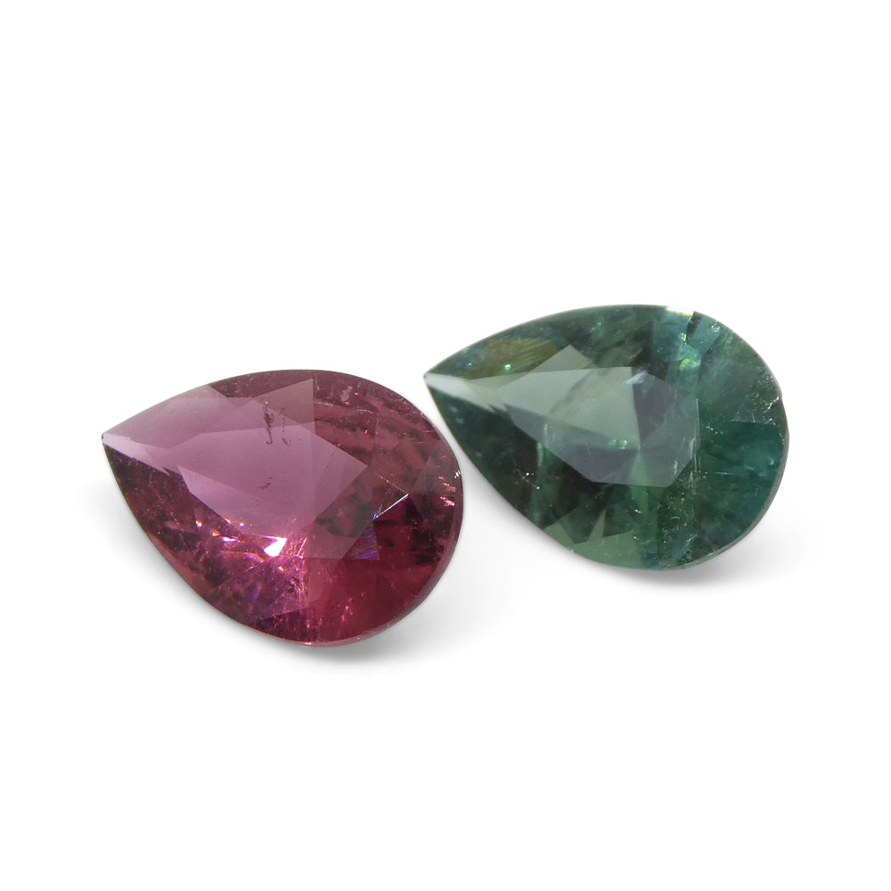 2.5ct Pair Pear Pink/Blue Tourmaline from Brazil - Skyjems Wholesale Gemstones