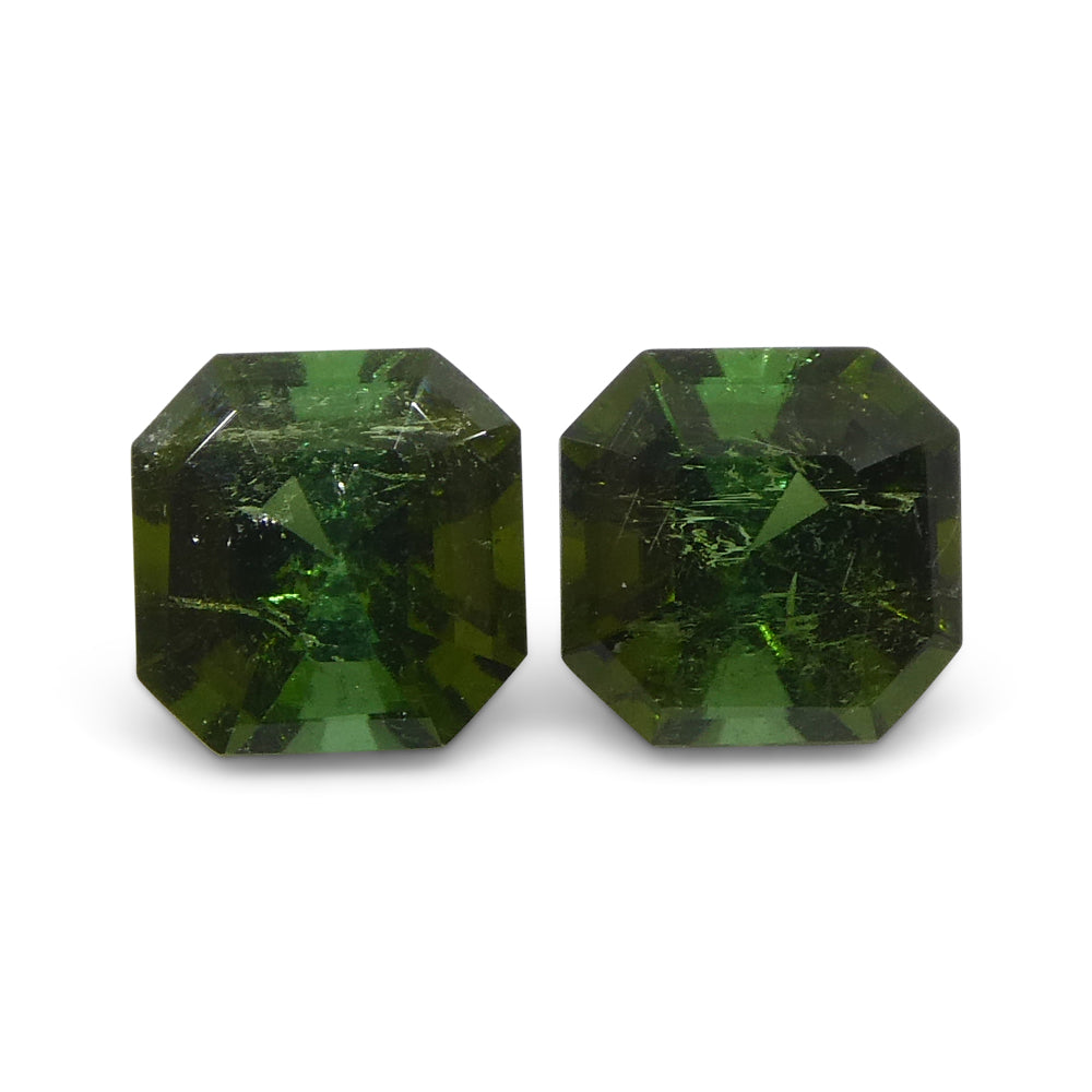 1.18ct Pair Asscher Cut Green Tourmaline from Brazil - Skyjems Wholesale Gemstones