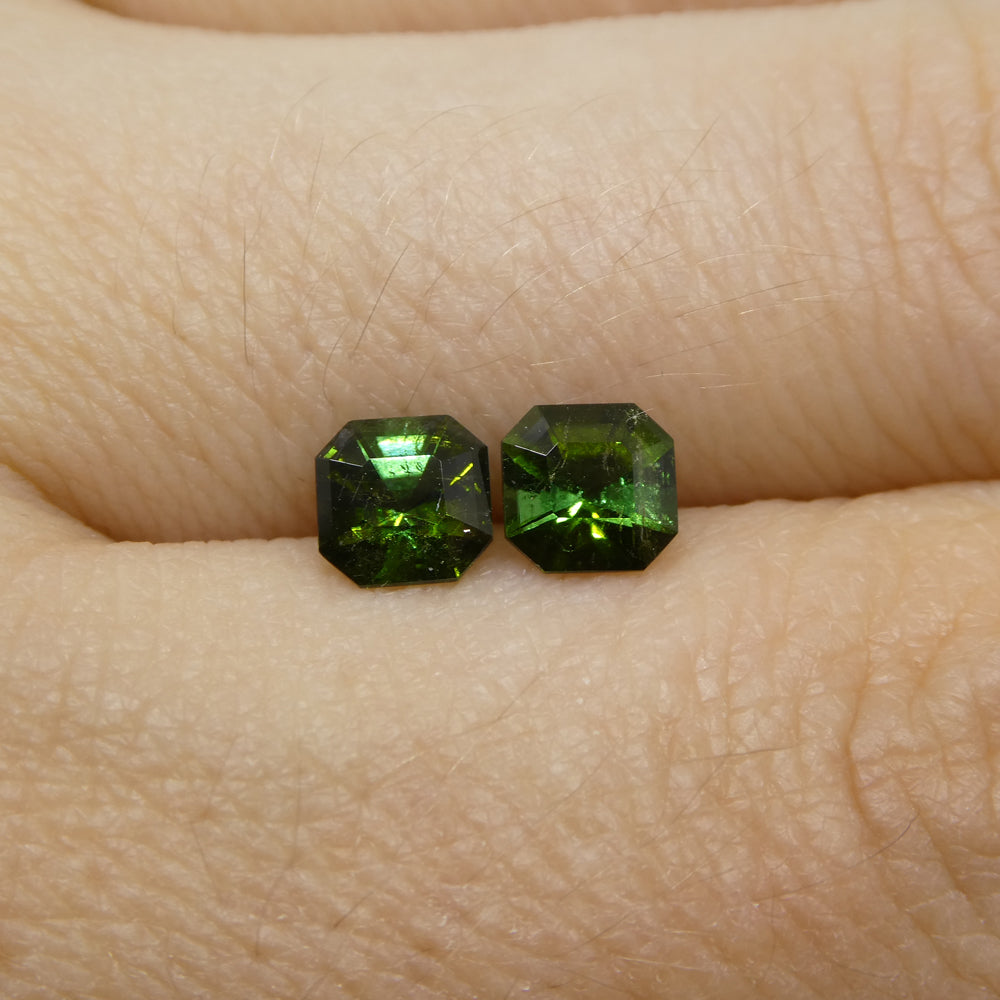 1.18ct Pair Asscher Cut Green Tourmaline from Brazil - Skyjems Wholesale Gemstones