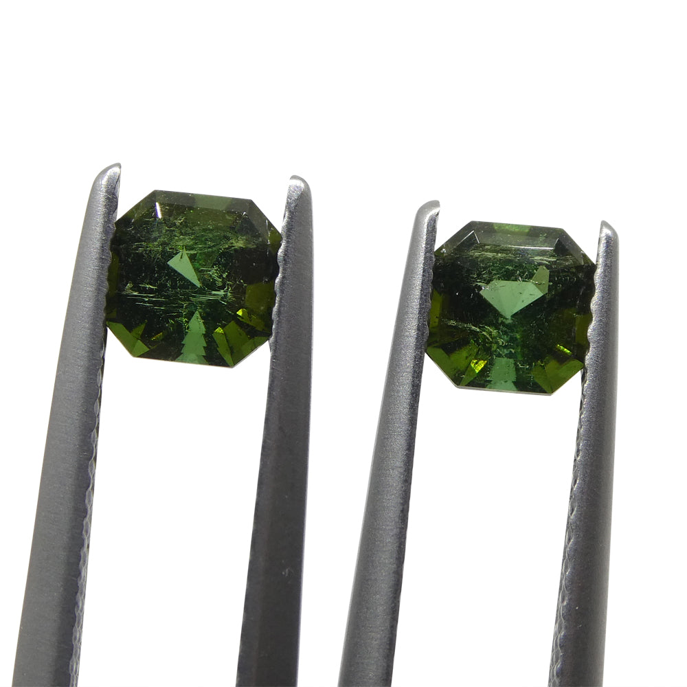 1.18ct Pair Asscher Cut Green Tourmaline from Brazil - Skyjems Wholesale Gemstones