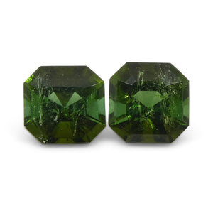 1.18ct Pair Asscher Cut Green Tourmaline from Brazil - Skyjems Wholesale Gemstones