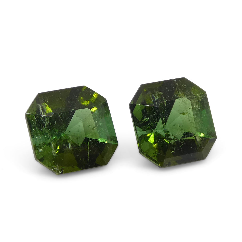 1.18ct Pair Asscher Cut Green Tourmaline from Brazil - Skyjems Wholesale Gemstones