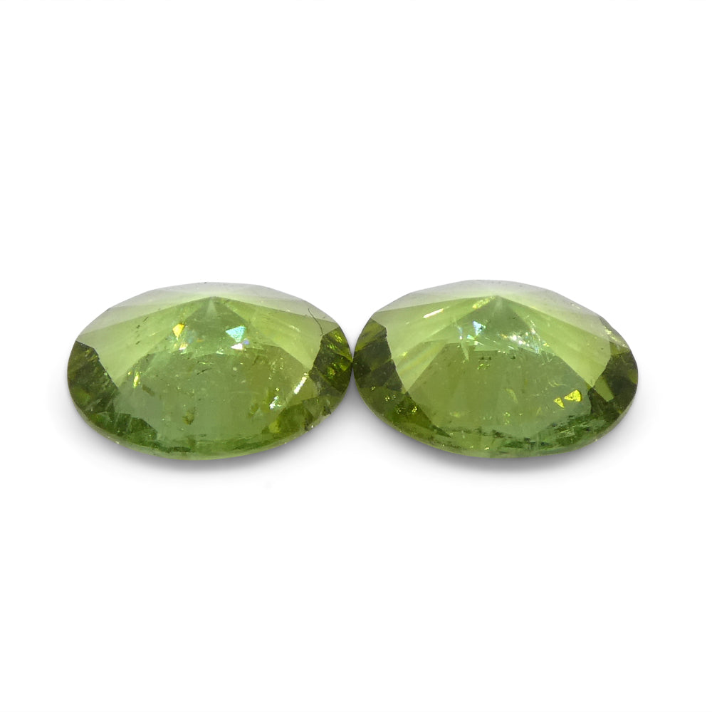 1.08ct Oval Green Tourmaline Matched Pair from Brazil, Vivid Yellowish-Green Gemstones by SkyJems
