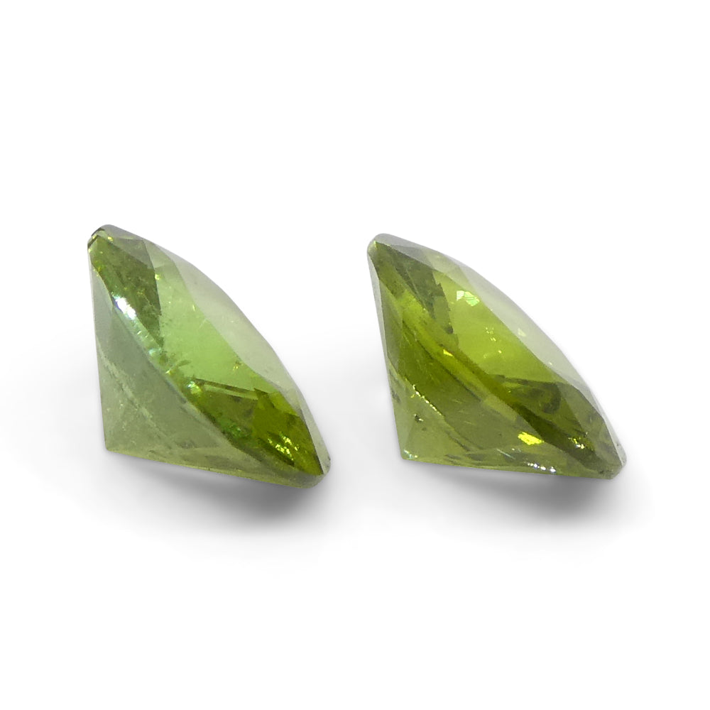 SkyJems 1.08ct Oval Green Tourmaline Pair from Brazil, Vivid Yellowish-Green Matched Gemstones