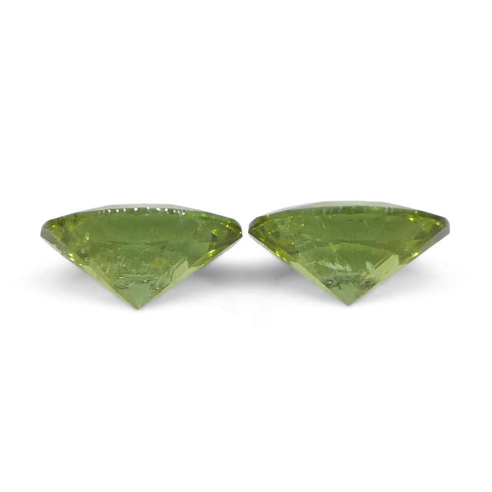 SkyJems 1.08ct Oval Green Tourmaline Pair from Brazil, Vivid Yellowish-Green Matched Gemstones