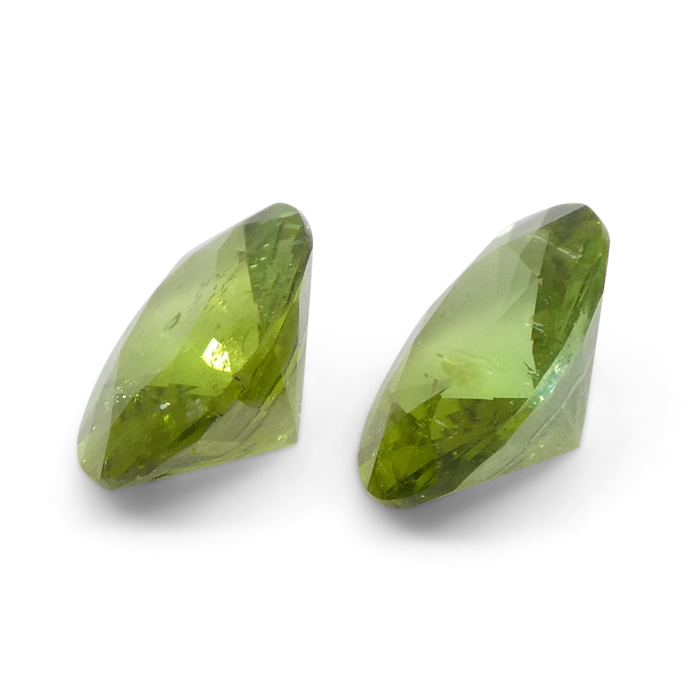 SkyJems 1.08ct Oval Green Tourmaline Pair from Brazil, Vivid Yellowish-Green Matched Gemstones