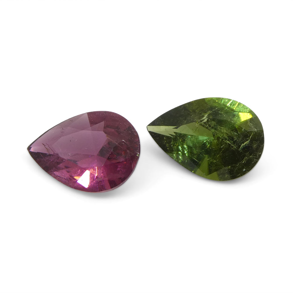 1.6ct Pair Pear Pink/Green Tourmaline from Brazil - Skyjems Wholesale Gemstones