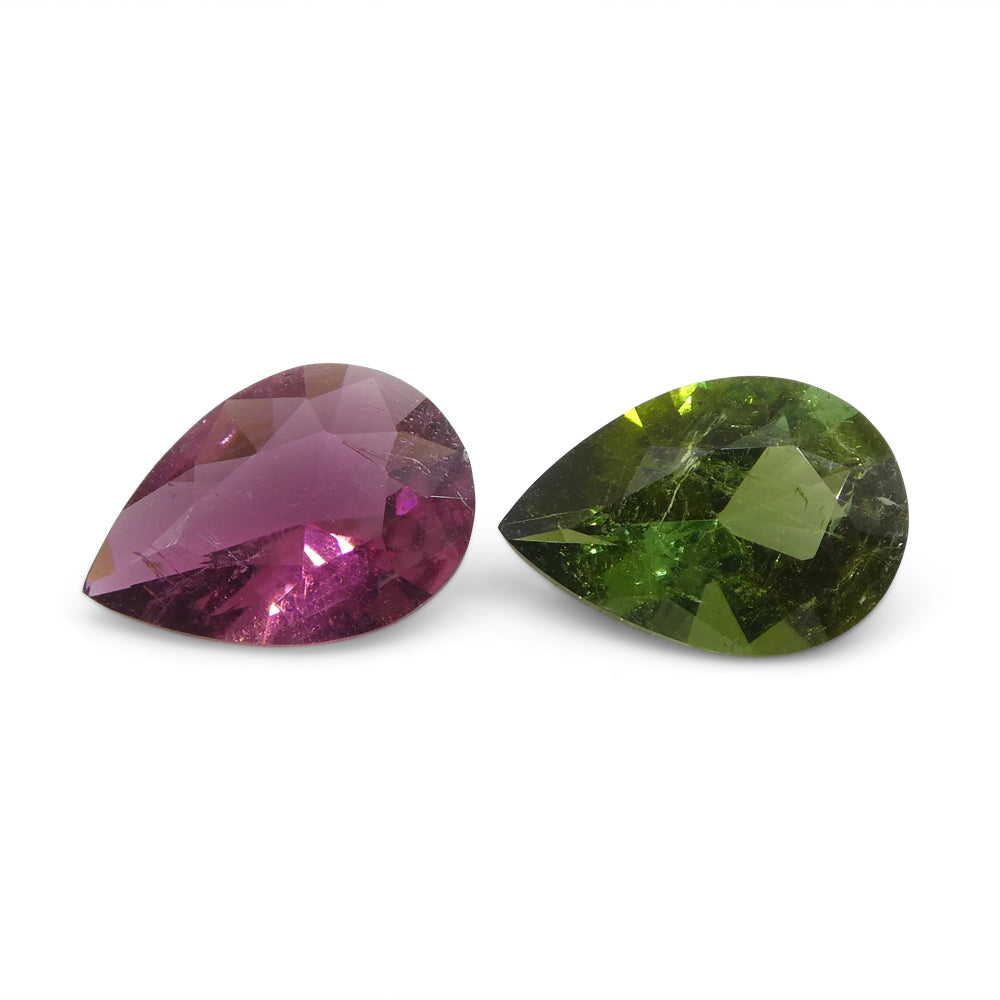 1.6ct Pair Pear Pink/Green Tourmaline from Brazil - Skyjems Wholesale Gemstones