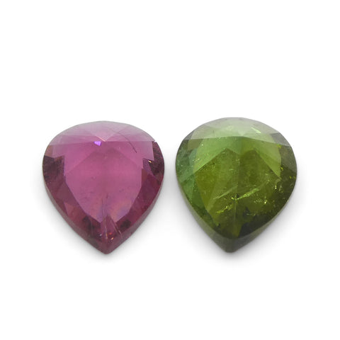 1.6ct Pair Pear Pink/Green Tourmaline from Brazil