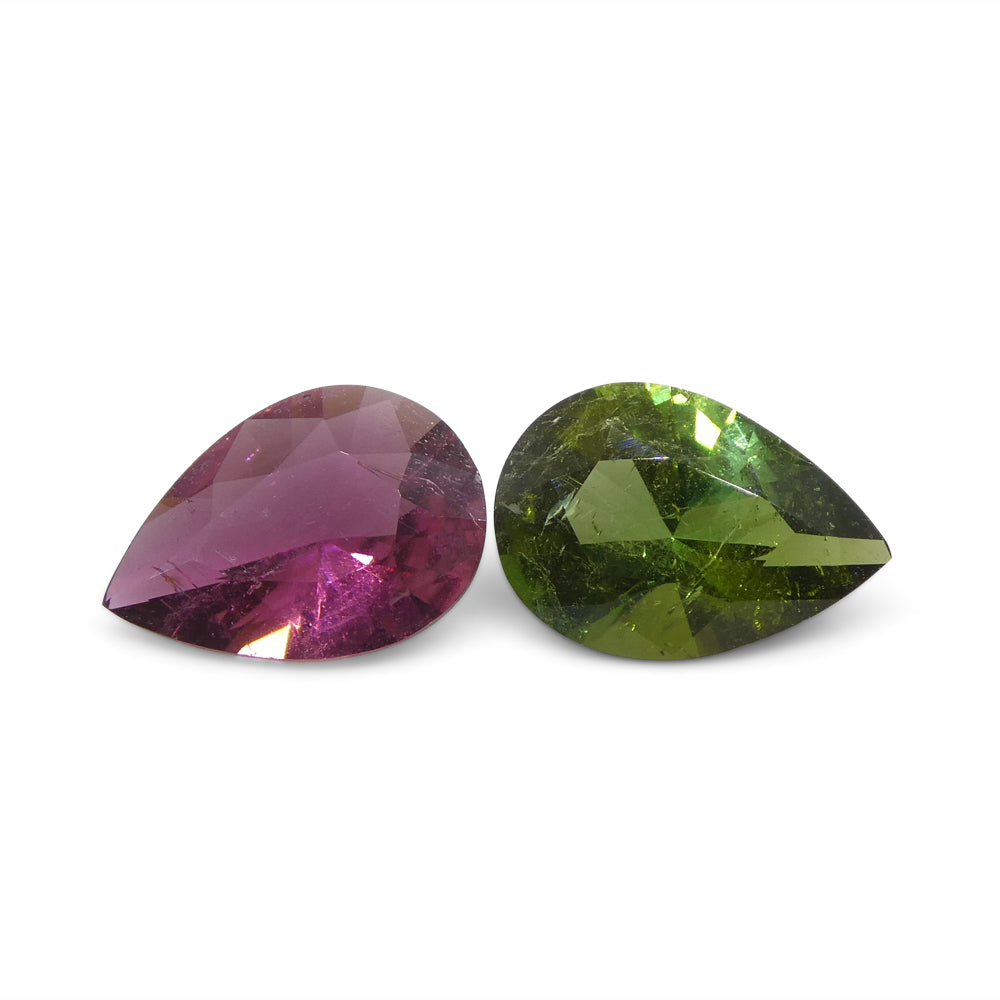 1.6ct Pair Pear Pink/Green Tourmaline from Brazil - Skyjems Wholesale Gemstones