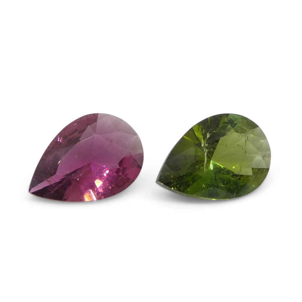 1.6ct Pair Pear Pink/Green Tourmaline from Brazil - Skyjems Wholesale Gemstones