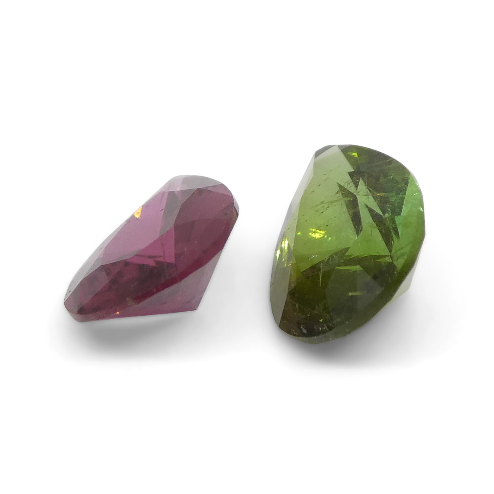 1.6ct Pair Pear Pink/Green Tourmaline from Brazil - Skyjems Wholesale Gemstones