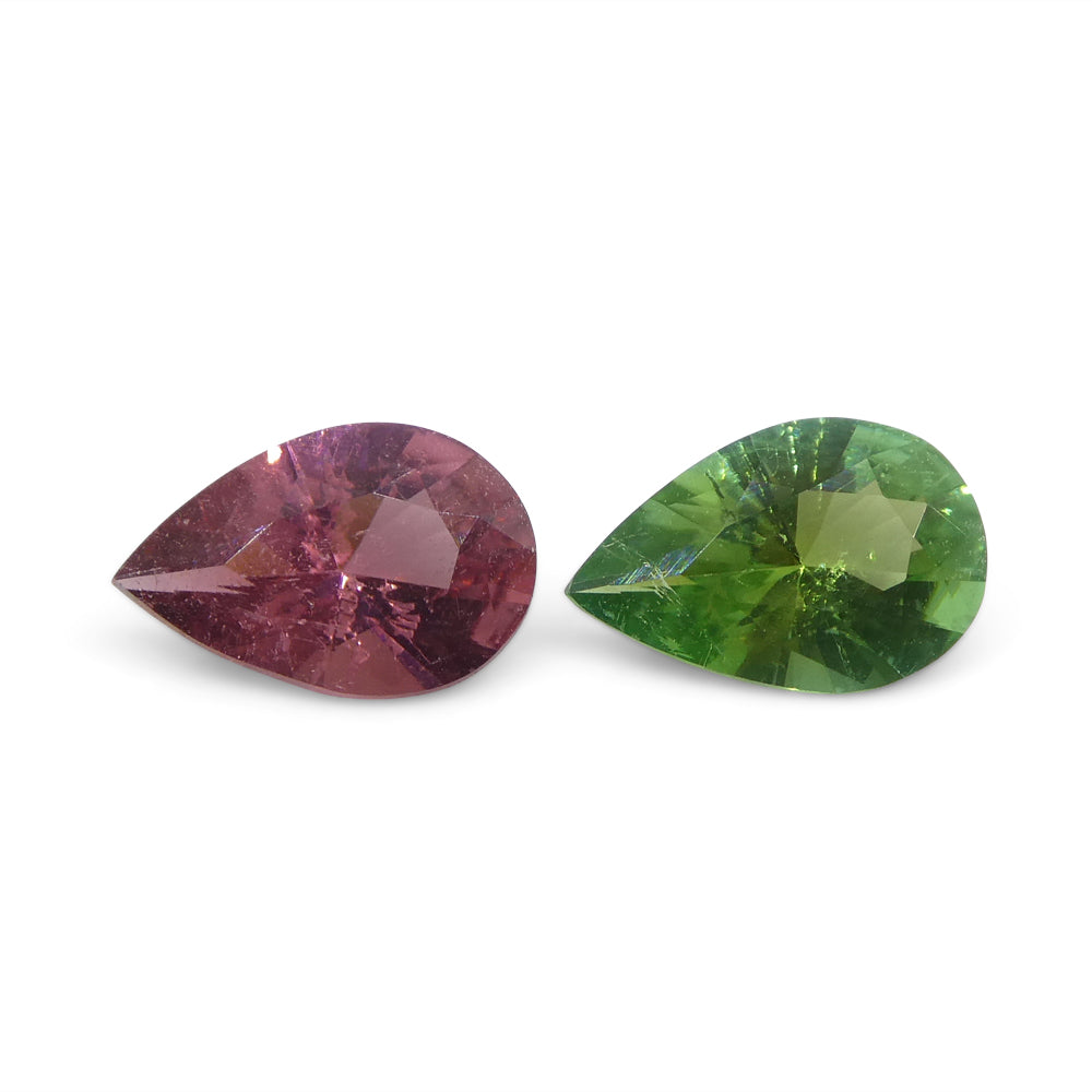 1.07ct Pair Pear Pink/Green Tourmaline from Brazil - Skyjems Wholesale Gemstones