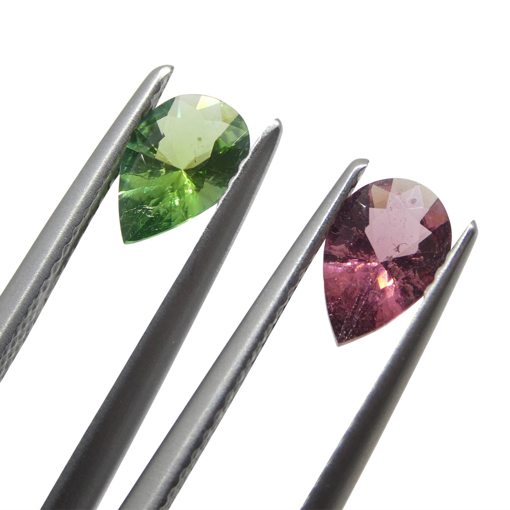 1.07ct Pair Pear Pink/Green Tourmaline from Brazil - Skyjems Wholesale Gemstones