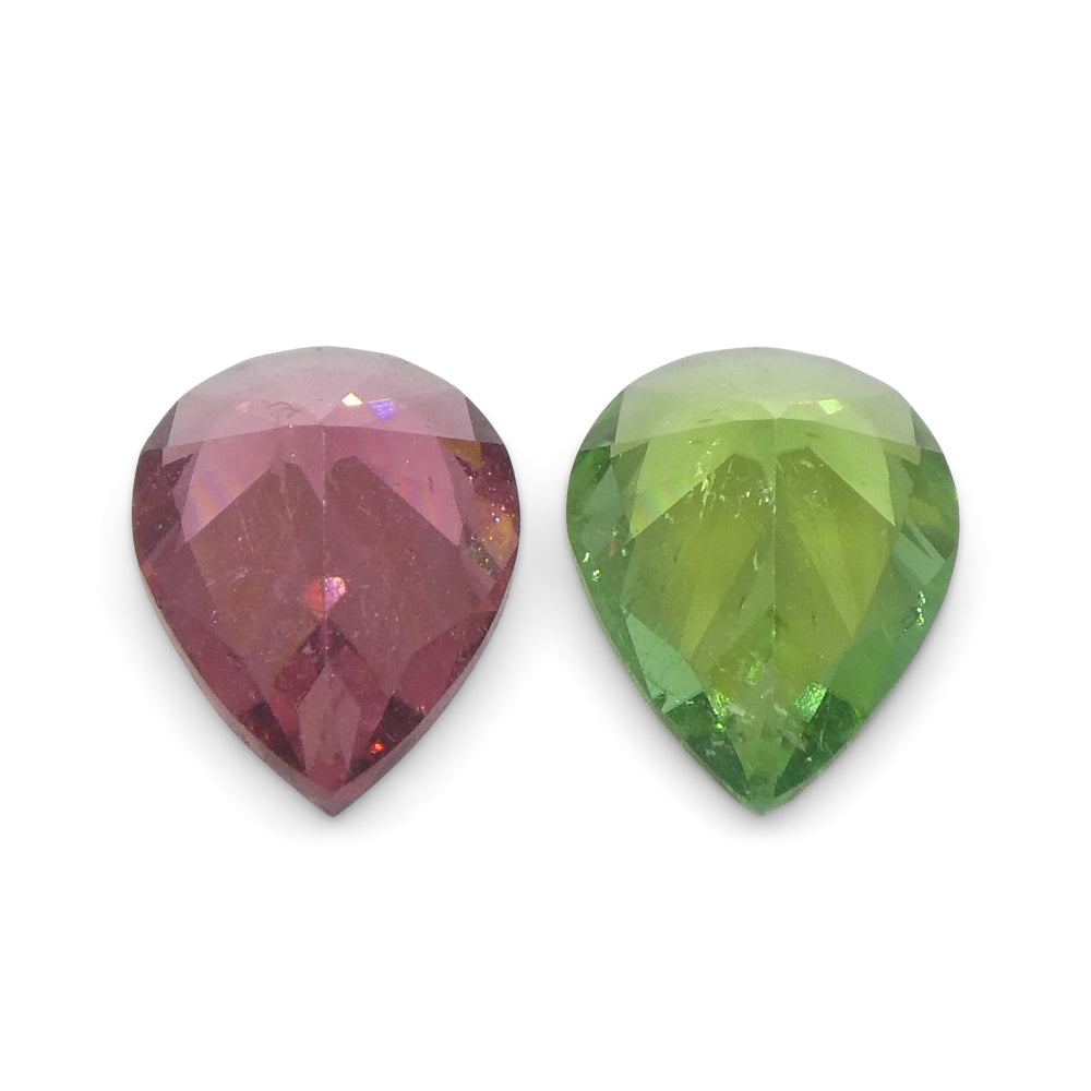 1.07ct Pair Pear Pink/Green Tourmaline from Brazil - Skyjems Wholesale Gemstones