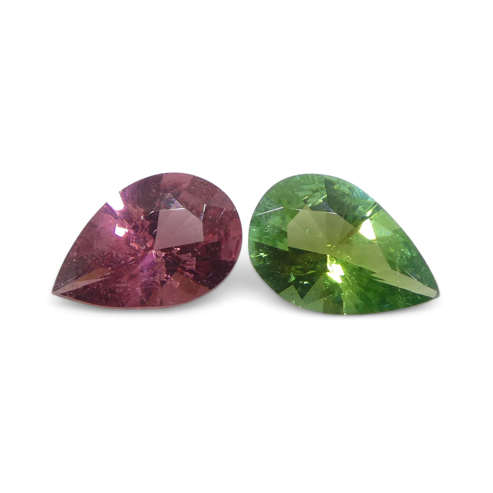 1.07ct Pair Pear Pink/Green Tourmaline from Brazil - Skyjems Wholesale Gemstones