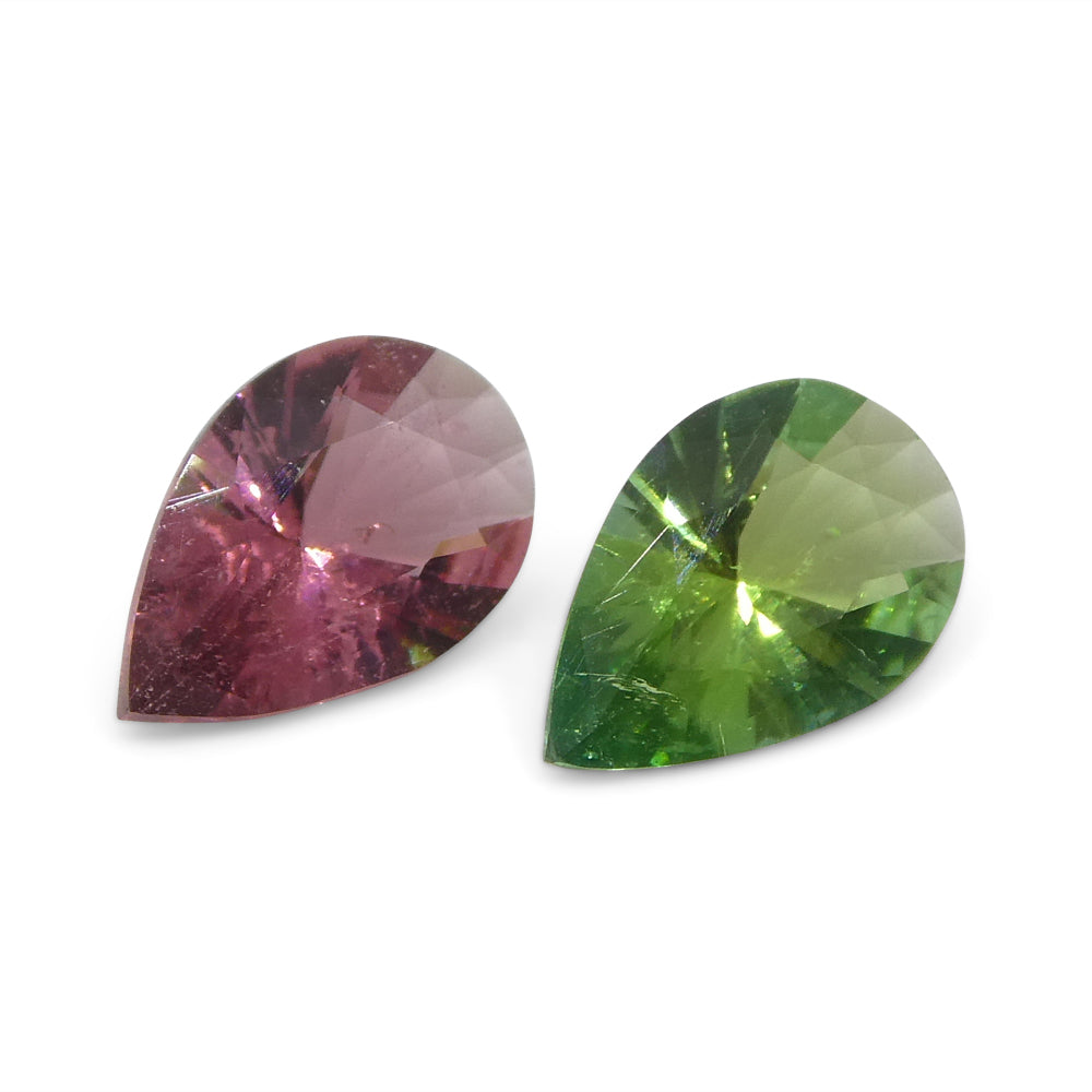 1.07ct Pair Pear Pink/Green Tourmaline from Brazil - Skyjems Wholesale Gemstones