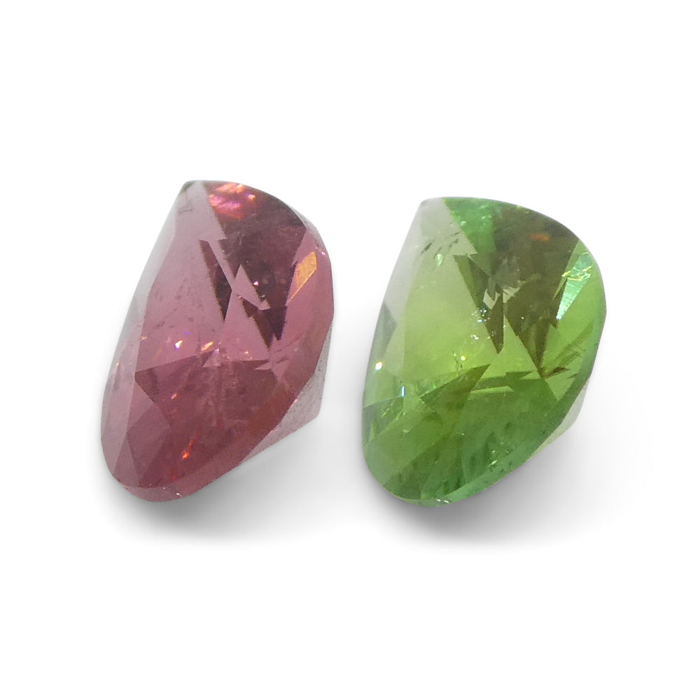 1.07ct Pair Pear Pink/Green Tourmaline from Brazil - Skyjems Wholesale Gemstones