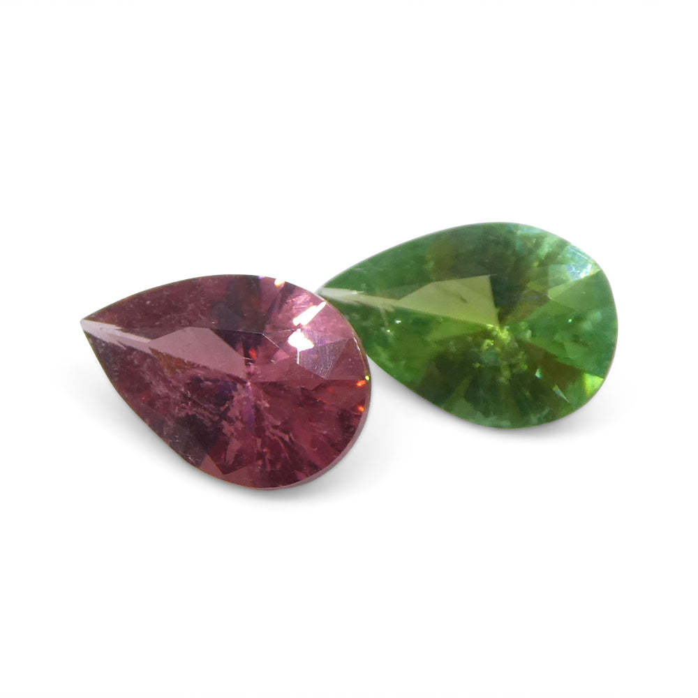 1.07ct Pair Pear Pink/Green Tourmaline from Brazil - Skyjems Wholesale Gemstones