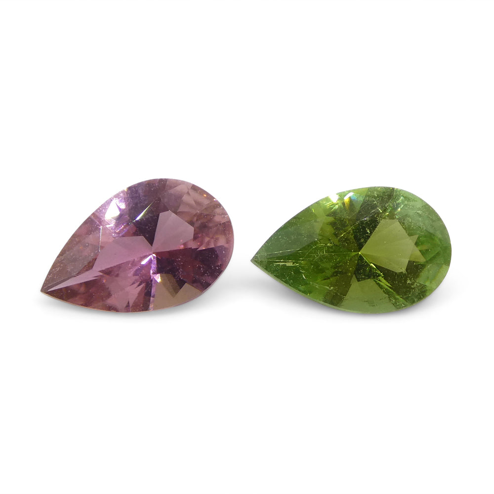 1.24ct Pair Pear Pink/Green Tourmaline from Brazil - Skyjems Wholesale Gemstones