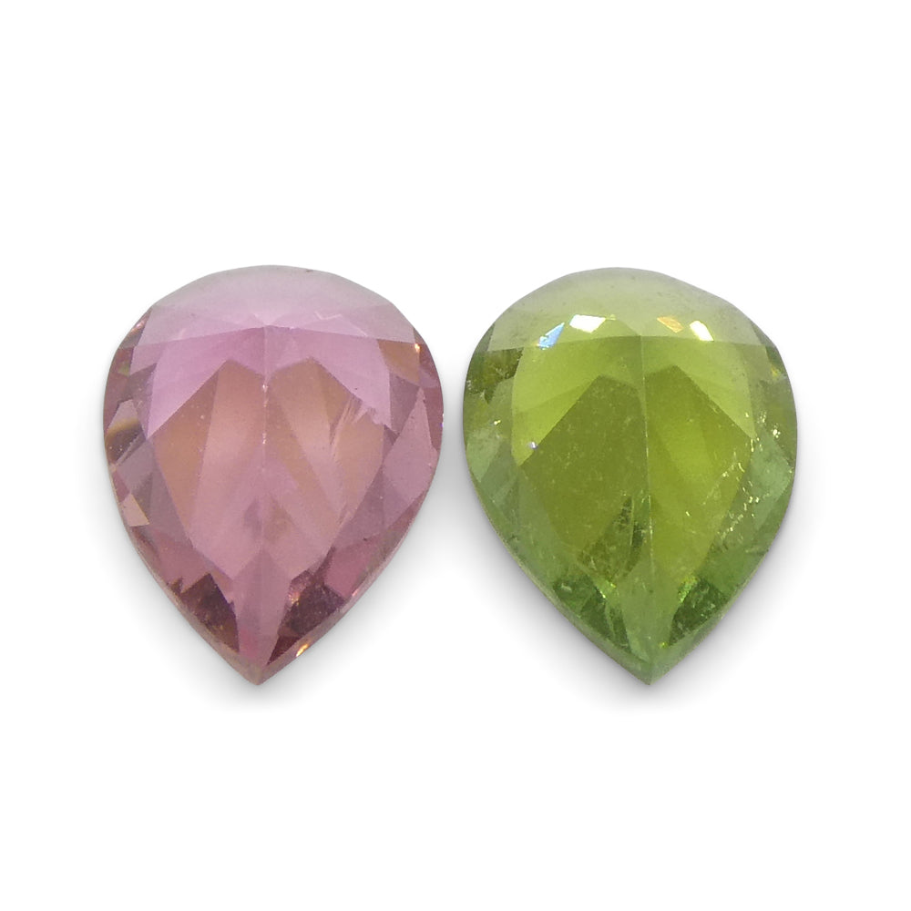 1.24ct Pair Pear Pink/Green Tourmaline from Brazil - Skyjems Wholesale Gemstones