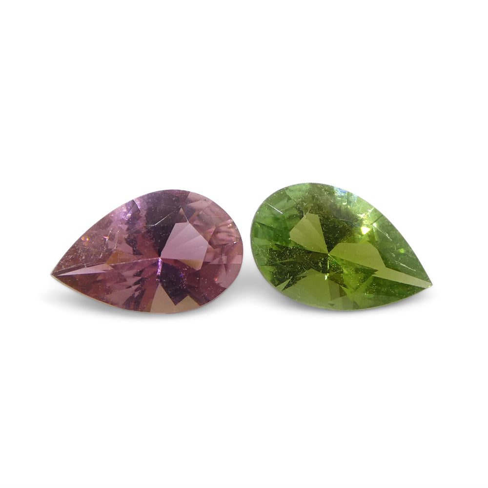 1.24ct Pair Pear Pink/Green Tourmaline from Brazil - Skyjems Wholesale Gemstones