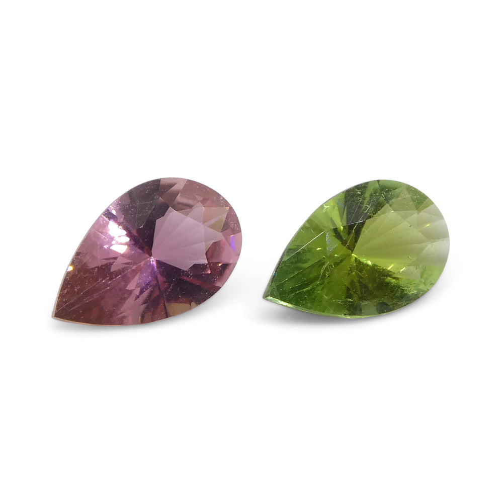 1.24ct Pair Pear Pink/Green Tourmaline from Brazil - Skyjems Wholesale Gemstones