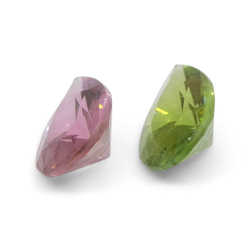 1.24ct Pair Pear Pink/Green Tourmaline from Brazil - Skyjems Wholesale Gemstones