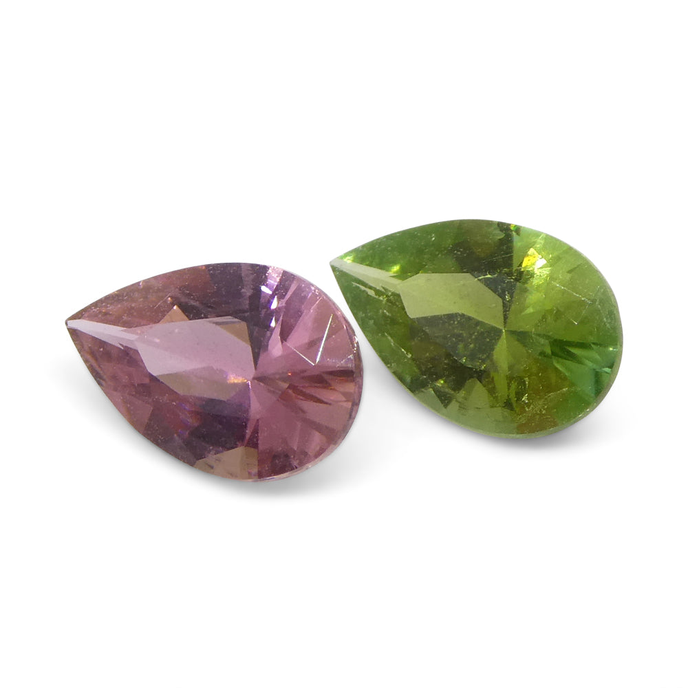 1.24ct Pair Pear Pink/Green Tourmaline from Brazil - Skyjems Wholesale Gemstones