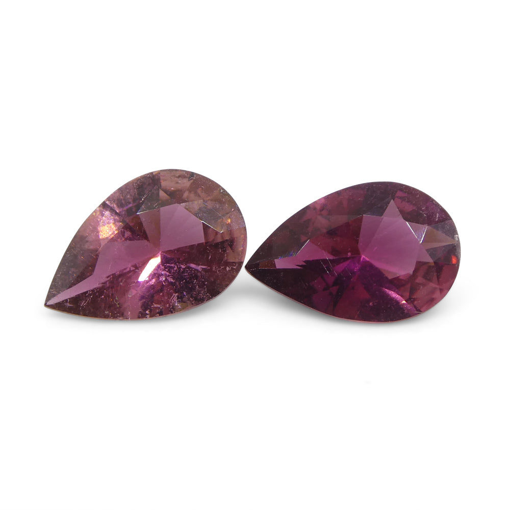 SkyJems 2.35ct Brazilian Pink Tourmaline Pear Pair - Matched Gemstone Duo for Fine Jewelry Design