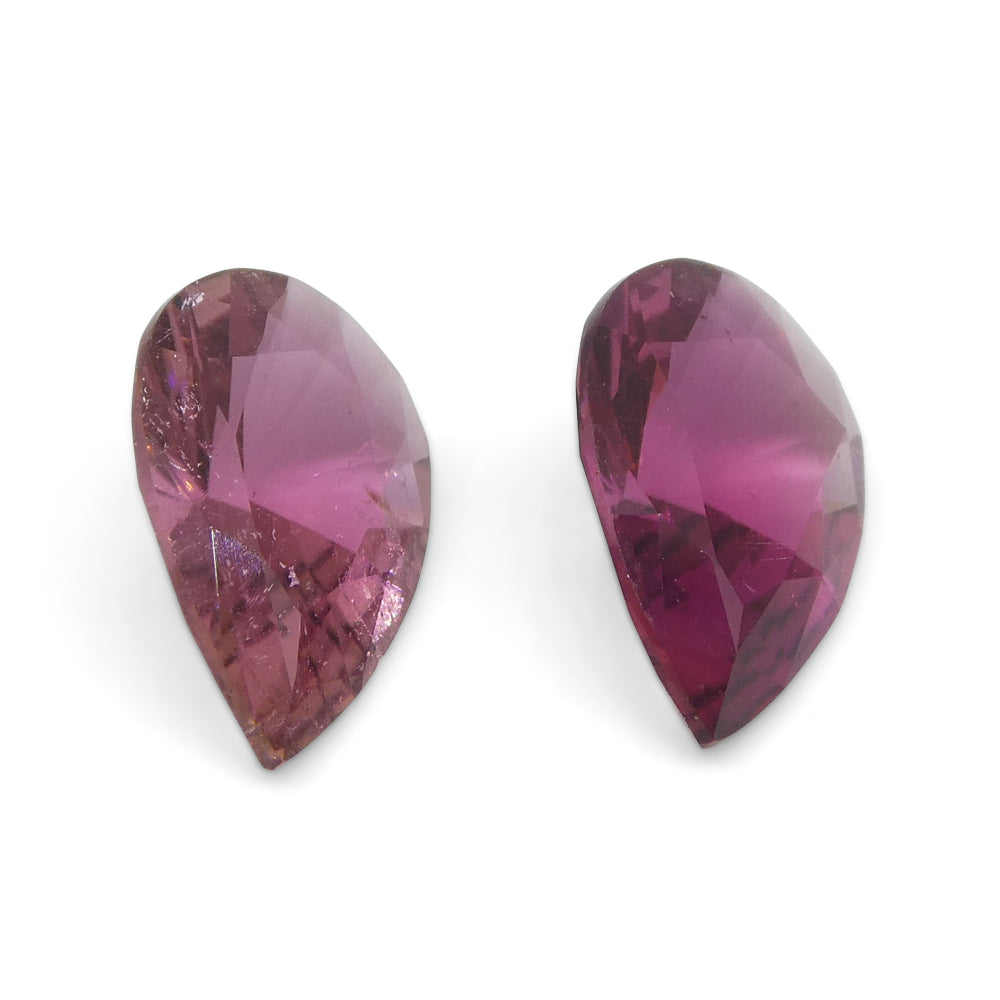 SkyJems 2.35ct Brazilian Pink Tourmaline Pear Pair - Matched Gemstone Earring Stones from Trusted Canadian Gem Experts