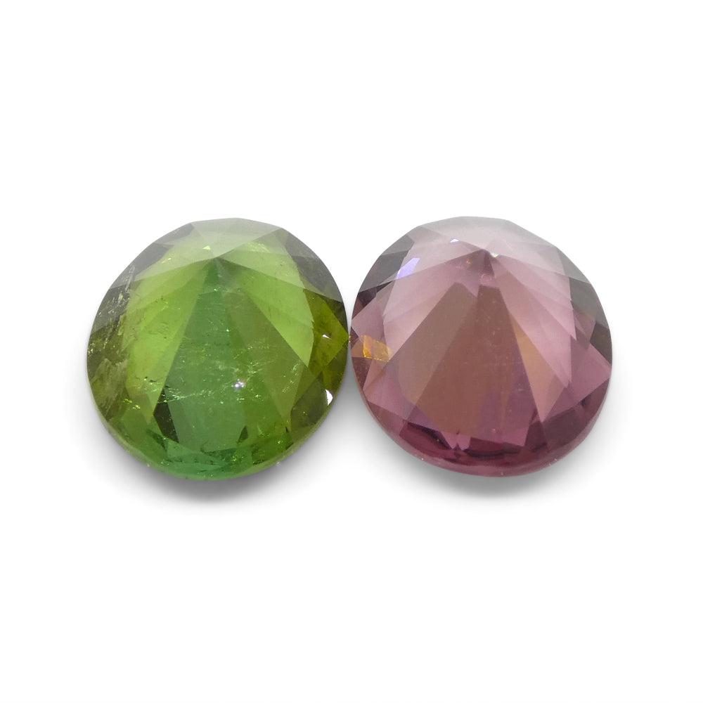 3.89ct Pair Oval Pink/Green Tourmaline from Brazil - Skyjems Wholesale Gemstones