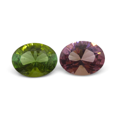 3.89ct Pair Oval Pink/Green Tourmaline from Brazil - Skyjems Wholesale Gemstones