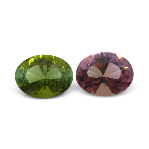 3.89ct Pair Oval Pink/Green Tourmaline from Brazil
