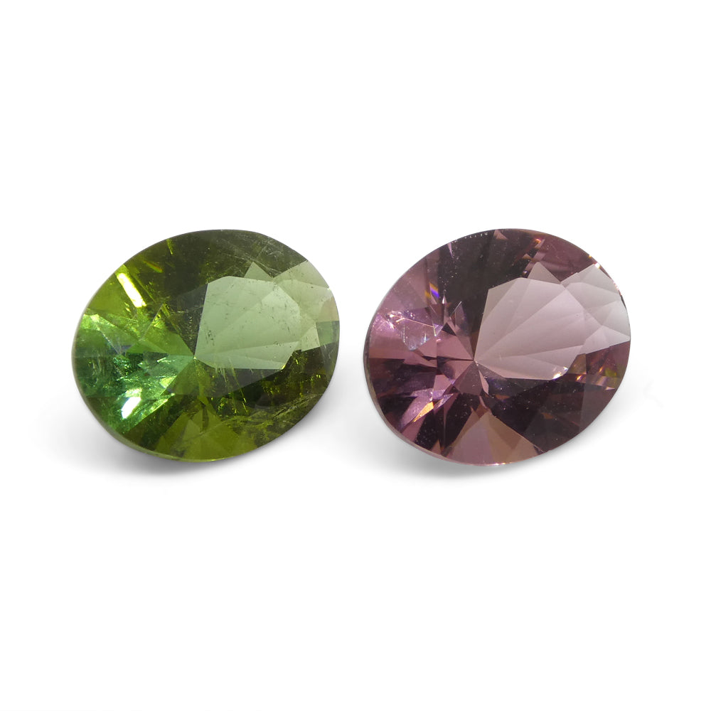 3.89ct Pair Oval Pink/Green Tourmaline from Brazil - Skyjems Wholesale Gemstones