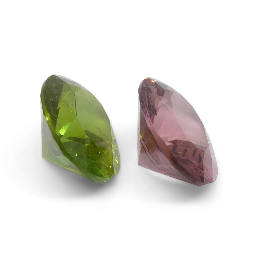 3.89ct Pair Oval Pink/Green Tourmaline from Brazil - Skyjems Wholesale Gemstones