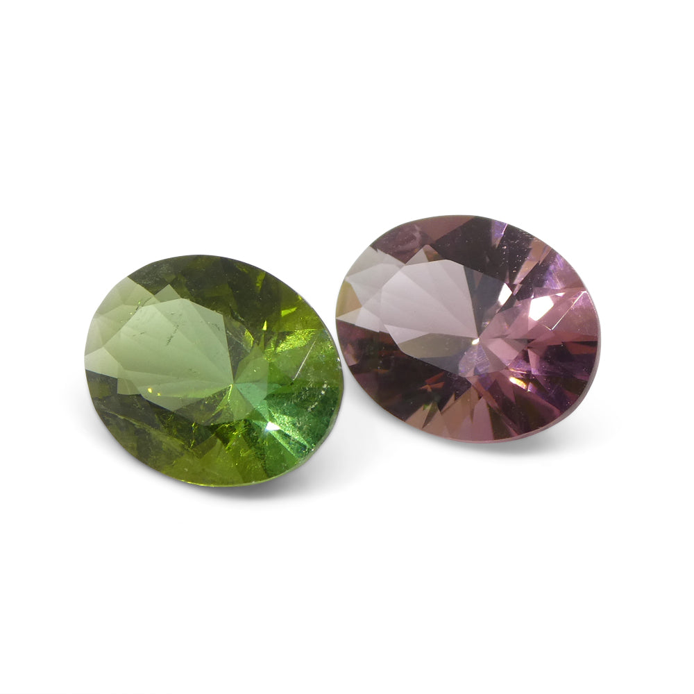 3.89ct Pair Oval Pink/Green Tourmaline from Brazil - Skyjems Wholesale Gemstones