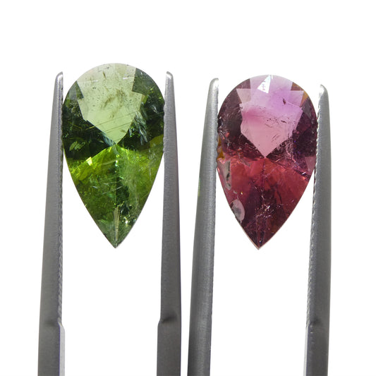 Tourmaline 6.78 cts 14.91 x 8.50 x 5.51 mm/ 14.97 x 8.49 x 5.13 Pear Pink/Green  $1360