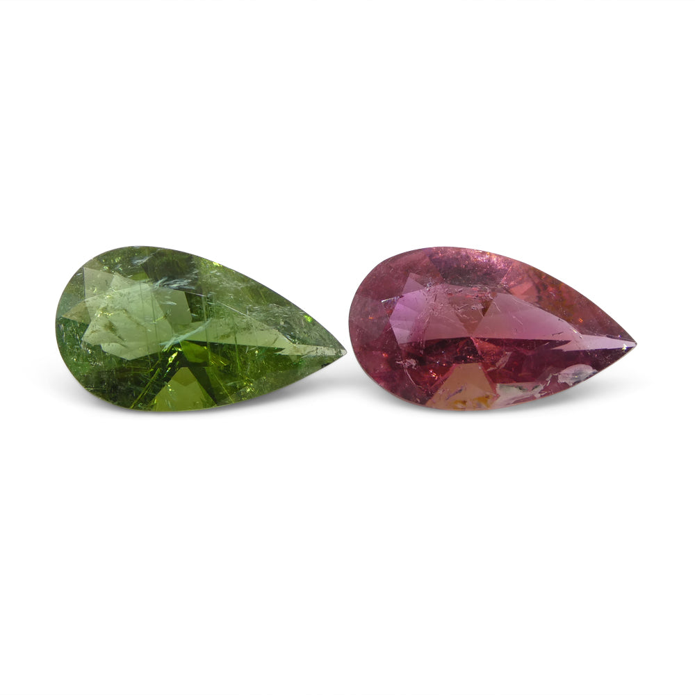 6.78ct Pair Pear Pink/Green Tourmaline from Brazil - Skyjems Wholesale Gemstones