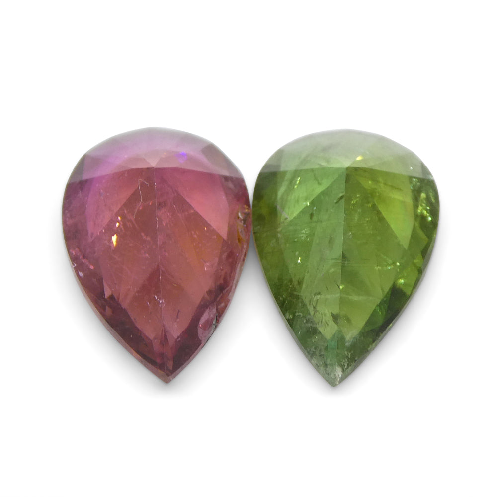 6.78ct Pair Pear Pink/Green Tourmaline from Brazil - Skyjems Wholesale Gemstones