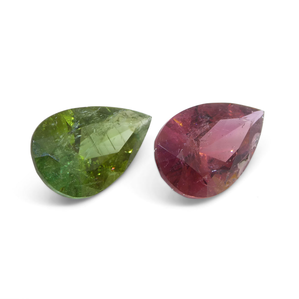 6.78ct Pair Pear Pink/Green Tourmaline from Brazil - Skyjems Wholesale Gemstones