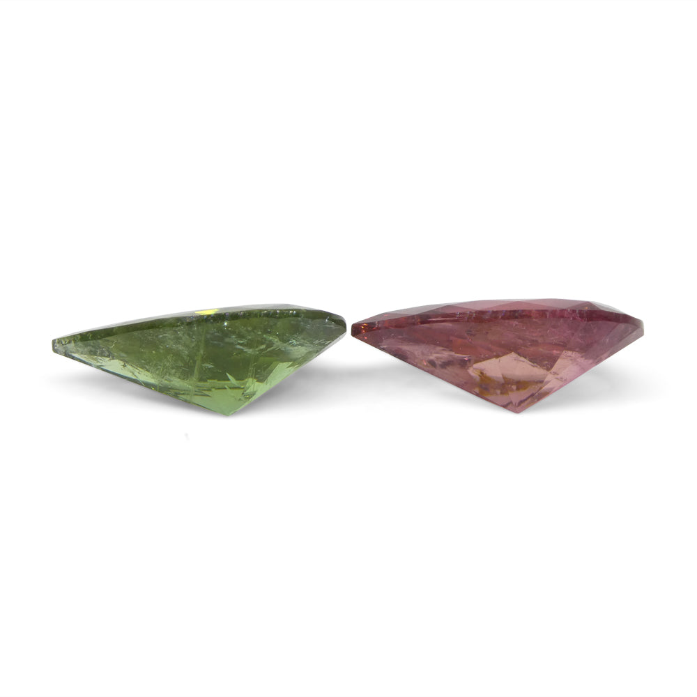 6.78ct Pair Pear Pink/Green Tourmaline from Brazil - Skyjems Wholesale Gemstones