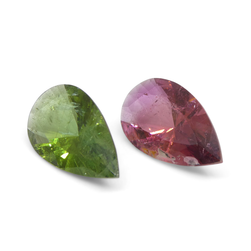 6.78ct Pair Pear Pink/Green Tourmaline from Brazil - Skyjems Wholesale Gemstones